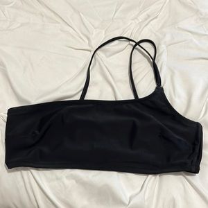 Aerie one shoulder black bandeau bikini top size L